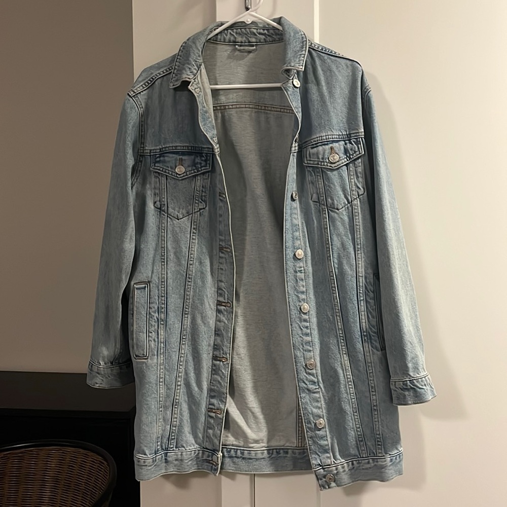 Topshop Longline Denim Jacket Womens US 2